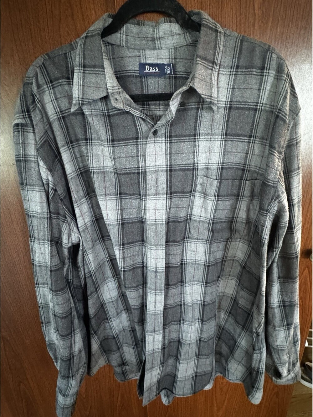 G.H. Bass Mens XXL Gray Plaid Flannel Shirt 100% Cotton Long Sleeve